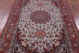 Ivory Isfahan Authentic Persian Hand Knotted Wool & Silk Area Rug - 5' 4" X 8' 2" - Golden Nile
