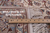 Ivory Isfahan Authentic Persian Hand Knotted Wool & Silk Area Rug - 5' 1" X 7' 7" - Golden Nile
