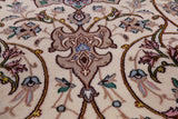 Ivory Isfahan Authentic Persian Hand Knotted Wool & Silk Area Rug - 5' 1" X 7' 7" - Golden Nile