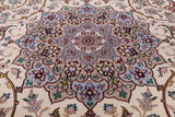 Ivory Isfahan Authentic Persian Hand Knotted Wool & Silk Area Rug - 5' 1" X 7' 7" - Golden Nile