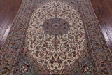 Ivory Isfahan Authentic Persian Hand Knotted Wool & Silk Area Rug - 5' 1" X 7' 7" - Golden Nile
