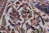 Ivory Isfahan Authentic Persian Hand Knotted Wool & Silk Area Rug - 5' 3" X 7' 9" - Golden Nile