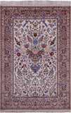 Ivory Isfahan Authentic Persian Hand Knotted Wool & Silk Area Rug - 5' 3" X 7' 9" - Golden Nile