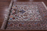 Ivory Isfahan Authentic Persian Hand Knotted Wool & Silk Area Rug - 5' 3" X 7' 10" - Golden Nile