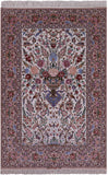 Ivory Isfahan Authentic Persian Hand Knotted Wool & Silk Area Rug - 5' 3" X 7' 10" - Golden Nile