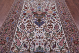 Ivory Isfahan Authentic Persian Hand Knotted Wool & Silk Area Rug - 5' 3" X 7' 10" - Golden Nile