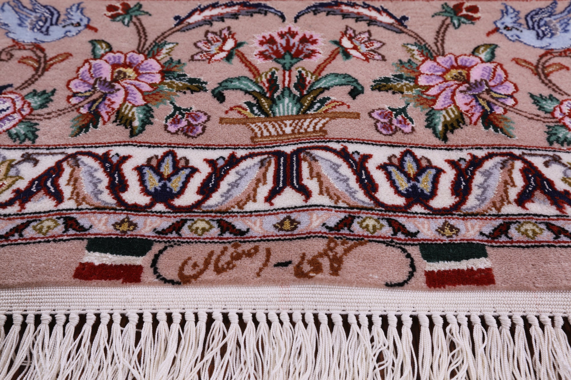 Ivory Isfahan Authentic Persian Hand Knotted Wool & Silk Area Rug - 5' 3" X 7' 10" - Golden Nile