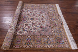 Isfahan Authentic Persian Hand Knotted Wool & Silk Area Rug - 5' 1" X 7' 8" - Golden Nile