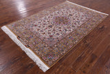 Isfahan Authentic Persian Hand Knotted Wool & Silk Area Rug - 5' 1" X 7' 8" - Golden Nile