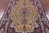 Isfahan Authentic Persian Hand Knotted Wool & Silk Area Rug - 4' 11" X 7' 11" - Golden Nile