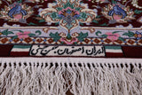 Isfahan Authentic Persian Hand Knotted Wool & Silk Area Rug - 4' 11" X 7' 11" - Golden Nile