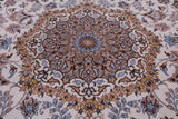 Ivory Isfahan Authentic Persian Hand Knotted Wool & Silk Area Rug - 5' 2" X 7' 7" - Golden Nile