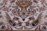 Ivory Isfahan Authentic Persian Hand Knotted Wool & Silk Area Rug - 5' 2" X 7' 10" - Golden Nile