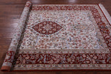 Ivory Isfahan Authentic Persian Hand Knotted Wool & Silk Area Rug - 5' 2" X 7' 10" - Golden Nile