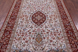 Ivory Isfahan Authentic Persian Hand Knotted Wool & Silk Area Rug - 5' 2" X 7' 10" - Golden Nile