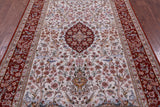 Ivory Isfahan Authentic Persian Hand Knotted Wool & Silk Area Rug - 5' 2" X 7' 10" - Golden Nile