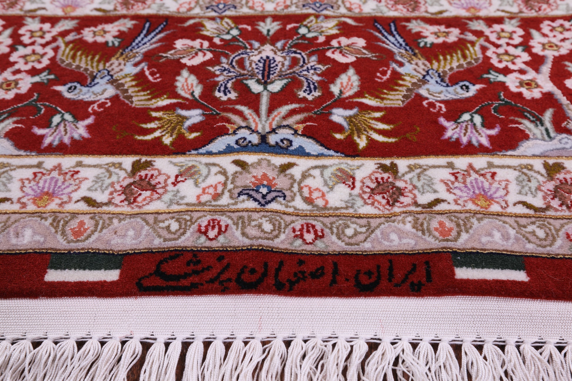 Ivory Isfahan Authentic Persian Hand Knotted Wool & Silk Area Rug - 5' 2" X 7' 10" - Golden Nile