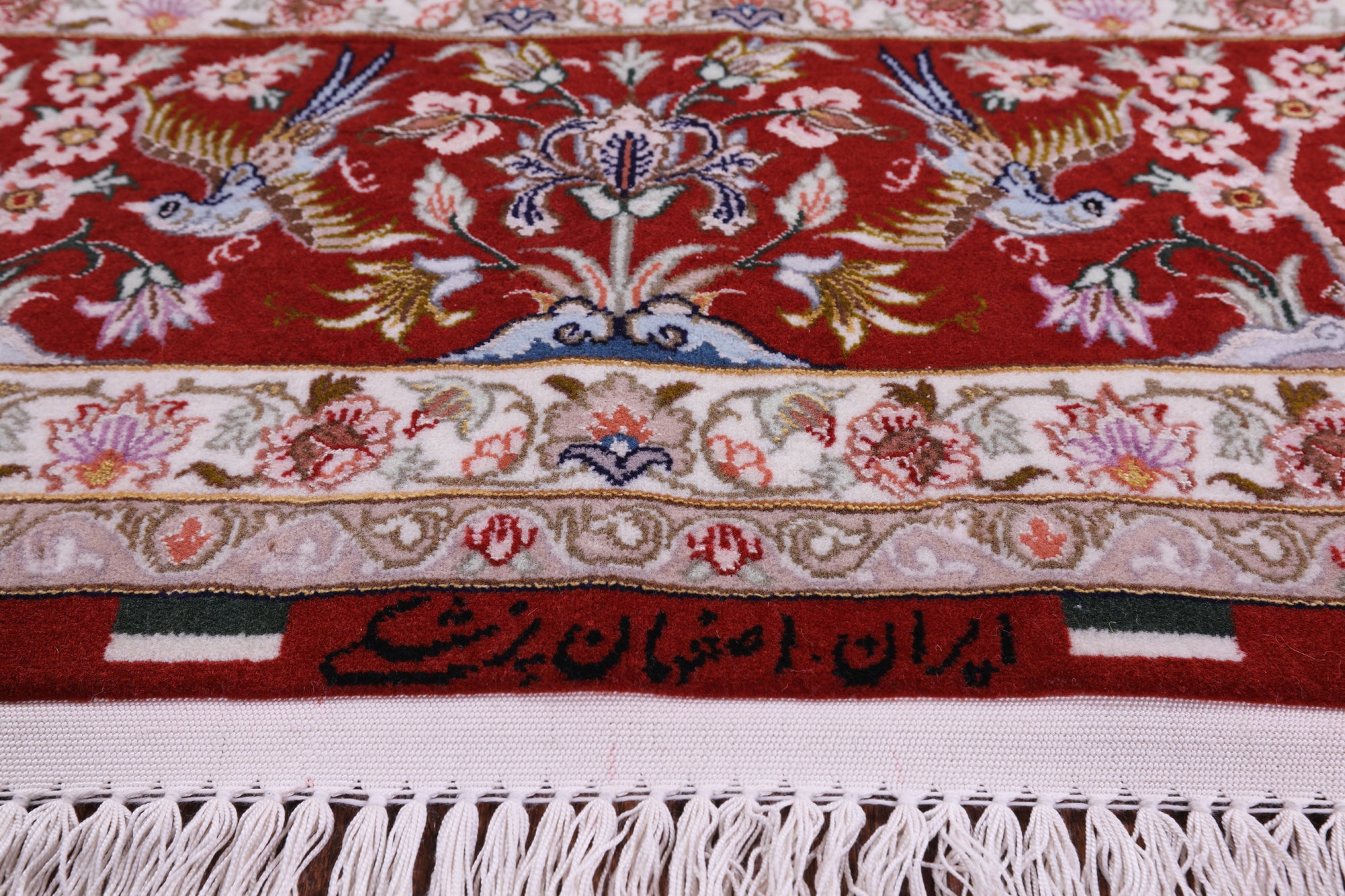 Ivory Isfahan Authentic Persian Hand Knotted Wool & Silk Area Rug - 5' 2" X 7' 10" - Golden Nile