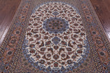 Ivory Isfahan Authentic Persian Hand Knotted Wool & Silk Area Rug - 5' 3" X 7' 10" - Golden Nile