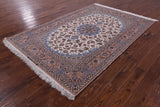 Ivory Isfahan Authentic Persian Hand Knotted Wool & Silk Area Rug - 5' 3" X 7' 10" - Golden Nile