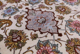 Ivory Isfahan Authentic Persian Hand Knotted Wool & Silk Area Rug - 5' 1" X 7' 11" - Golden Nile