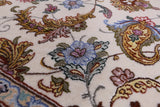 Ivory Isfahan Authentic Persian Hand Knotted Wool & Silk Area Rug - 5' 1" X 7' 11" - Golden Nile