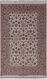 Ivory Isfahan Authentic Persian Hand Knotted Wool & Silk Area Rug - 5' 1" X 7' 11" - Golden Nile