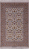 Ivory Isfahan Authentic Persian Hand Knotted Wool & Silk Area Rug - 5' 1" X 7' 11" - Golden Nile