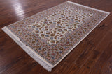 Ivory Isfahan Authentic Persian Hand Knotted Wool & Silk Area Rug - 5' 1" X 7' 11" - Golden Nile