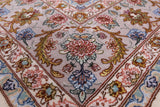 Ivory Isfahan Authentic Persian Hand Knotted Wool & Silk Area Rug - 5' 1" X 7' 11" - Golden Nile