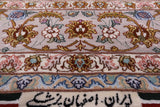 Ivory Isfahan Authentic Persian Hand Knotted Wool & Silk Area Rug - 5' 1" X 7' 11" - Golden Nile