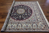 Isfahan Authentic Persian Hand Knotted Square Wool & Silk Area Rug  - 6' 7" X 6' 8" - Golden Nile
