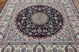 Isfahan Authentic Persian Hand Knotted Square Wool & Silk Area Rug  - 6' 7" X 6' 8" - Golden Nile