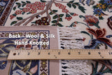 Ivory Isfahan Authentic Persian Hand Knotted Wool & Silk Area Rug - 6' 8" X 10' 2" - Golden Nile
