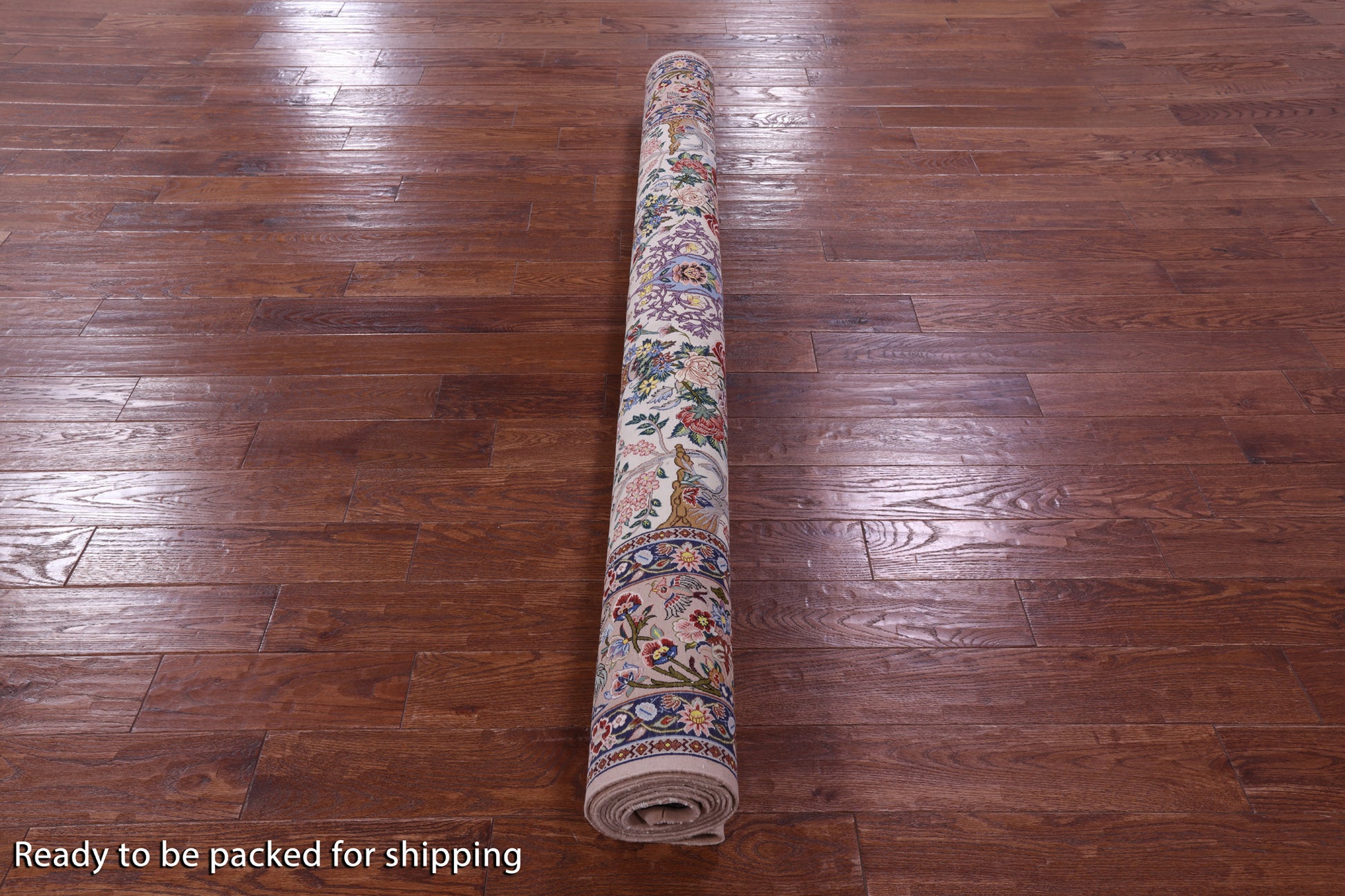 Ivory Isfahan Authentic Persian Hand Knotted Wool & Silk Area Rug - 6' 8" X 10' 2" - Golden Nile