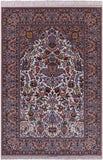 Ivory Isfahan Authentic Persian Hand Knotted Wool & Silk Area Rug - 6' 8" X 10' 2" - Golden Nile