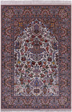 Ivory Isfahan Authentic Persian Hand Knotted Wool & Silk Area Rug - 6' 8" X 10' 2" - Golden Nile
