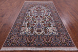 Ivory Isfahan Authentic Persian Hand Knotted Wool & Silk Area Rug - 6' 8" X 10' 2" - Golden Nile