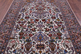 Ivory Isfahan Authentic Persian Hand Knotted Wool & Silk Area Rug - 6' 8" X 10' 2" - Golden Nile