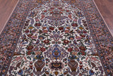 Ivory Isfahan Authentic Persian Hand Knotted Wool & Silk Area Rug - 6' 8" X 10' 2" - Golden Nile