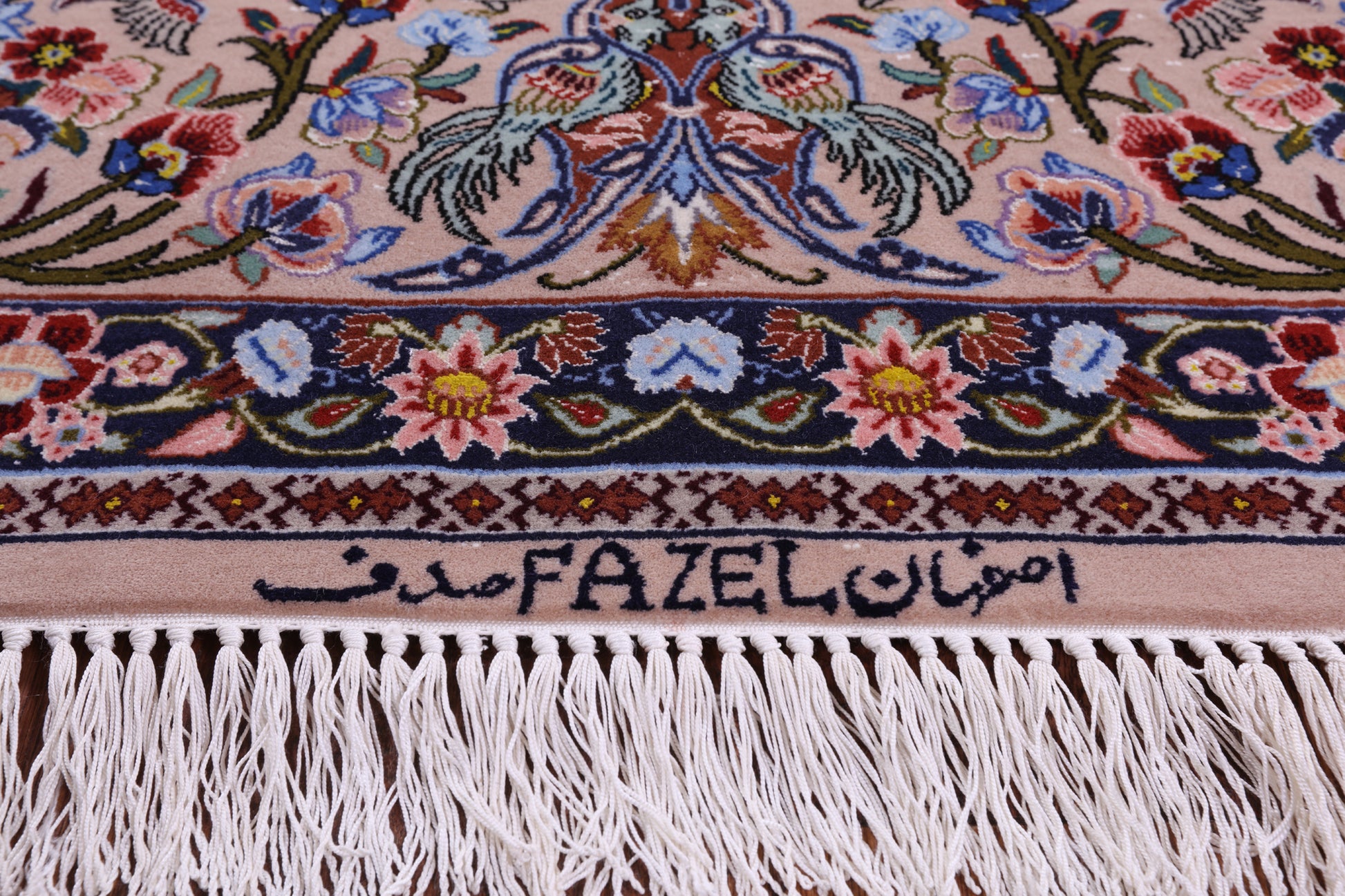 Ivory Isfahan Authentic Persian Hand Knotted Wool & Silk Area Rug - 6' 8" X 10' 2" - Golden Nile