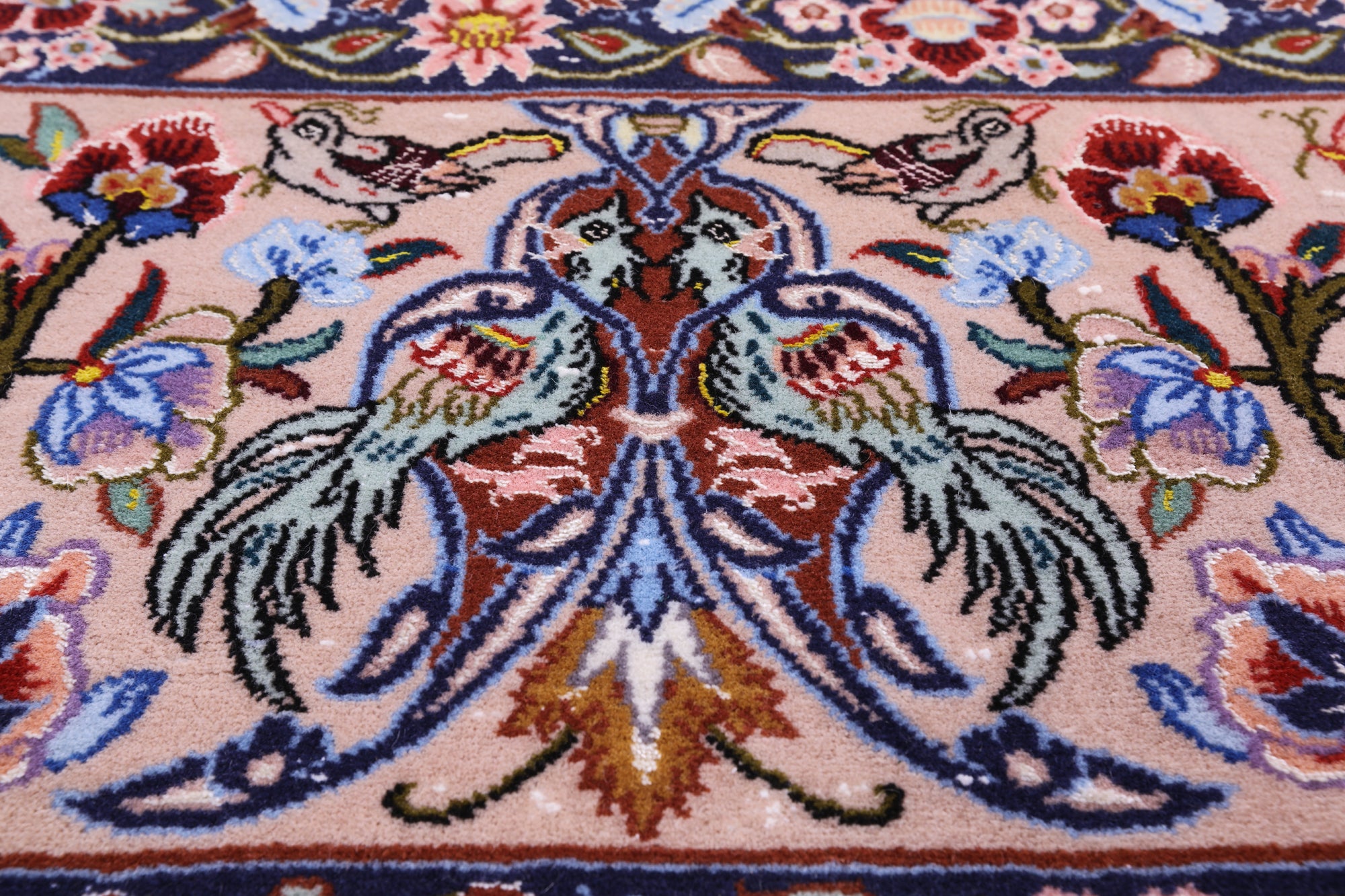 Ivory Isfahan Authentic Persian Hand Knotted Wool & Silk Area Rug - 6' 8" X 10' 2" - Golden Nile
