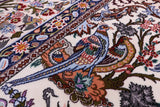 Ivory Isfahan Authentic Persian Hand Knotted Wool & Silk Area Rug - 6' 8" X 10' 2" - Golden Nile