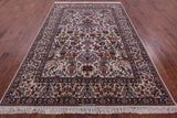 Ivory Isfahan Authentic Persian Hand Knotted Wool & Silk Area Rug - 6' 8" X 10' 2" - Golden Nile