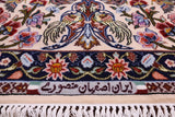 Ivory Isfahan Authentic Persian Hand Knotted Wool & Silk Area Rug - 6' 8" X 10' 2" - Golden Nile