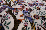 Ivory Wool & Silk Authentic Signed Isfahan Pictorial Persian Rug 4' 3" X 6' 7" - Golden Nile