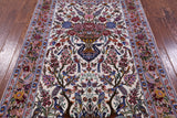 Ivory Wool & Silk Authentic Signed Isfahan Pictorial Persian Rug 4' 3" X 6' 7" - Golden Nile