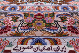 Ivory Wool & Silk Authentic Signed Isfahan Pictorial Persian Rug 4' 3" X 6' 7" - Golden Nile