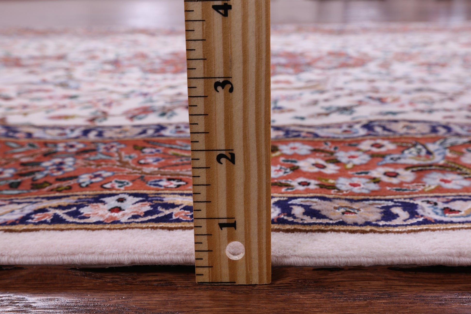 Ivory Signed Authentic Isfahan Wool & Silk Persian Rug 3' 7" X 5' 4" - Golden Nile