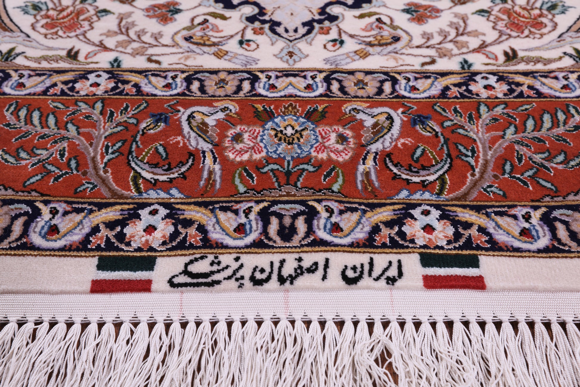 Ivory Signed Authentic Isfahan Wool & Silk Persian Rug 3' 7" X 5' 4" - Golden Nile